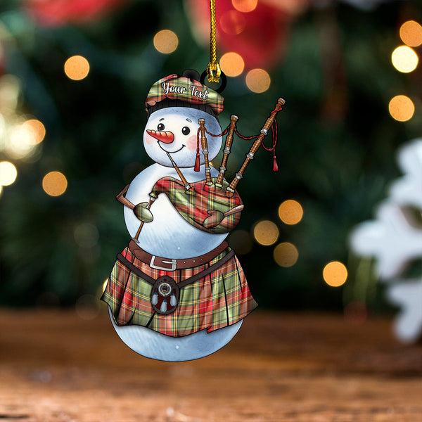 Baxter Weathered Clan Badge Tartan Wood Acrylic Ornament Snowman Bagpipe Personalized