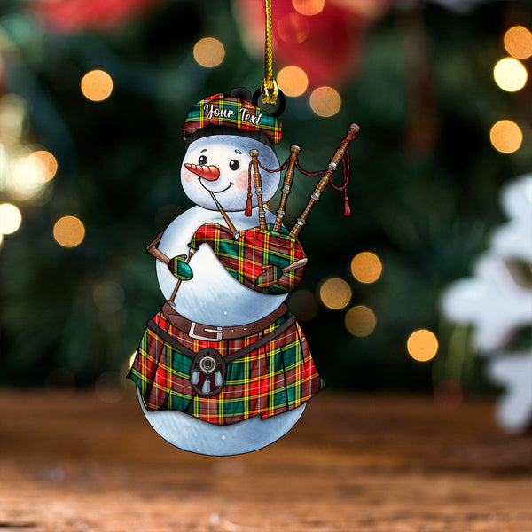 Baxter of Balgavies Modern Clan Badge Tartan Wood Acrylic Ornament Snowman Bagpipe Personalized