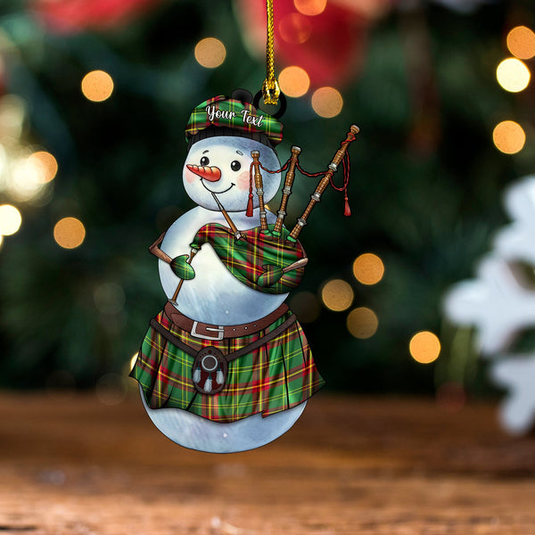 Beard Modern Tartan Wood Acrylic Ornament Snowman Bagpipe Personalized