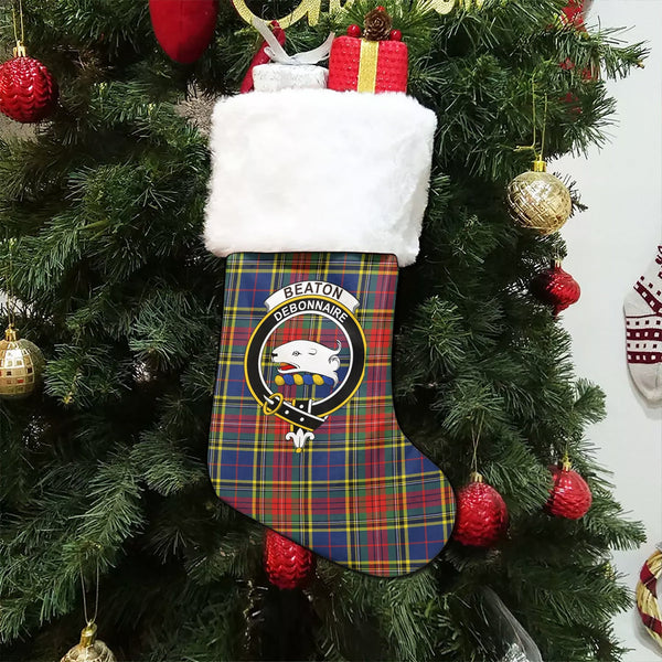 Beaton Modern Clan Badge Tartan Christmas Stocking