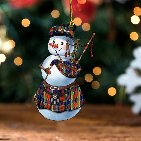 Beaton Modern Clan Badge Tartan Wood Acrylic Ornament Snowman Bagpipe Personalized