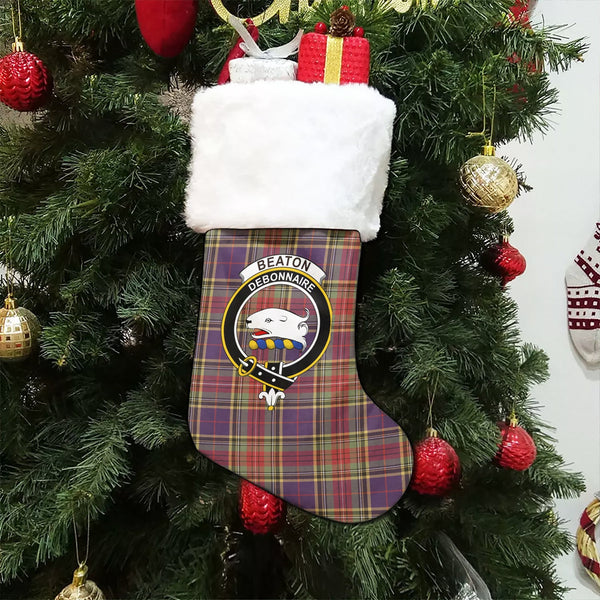 Beaton Weathered Clan Badge Tartan Christmas Stocking