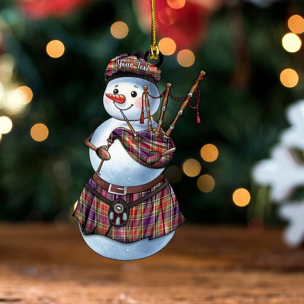 Beaton Weathered Clan Badge Tartan Wood Acrylic Ornament Snowman Bagpipe Personalized