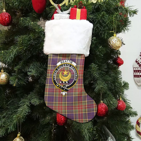 Beattie Weathered Clan Badge Tartan Christmas Stocking