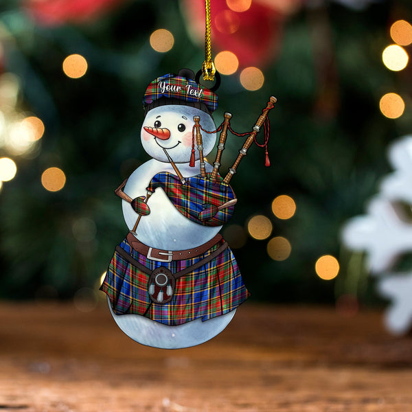 Beatty (Beattie) Modern Tartan Wood Acrylic Ornament Snowman Bagpipe Personalized