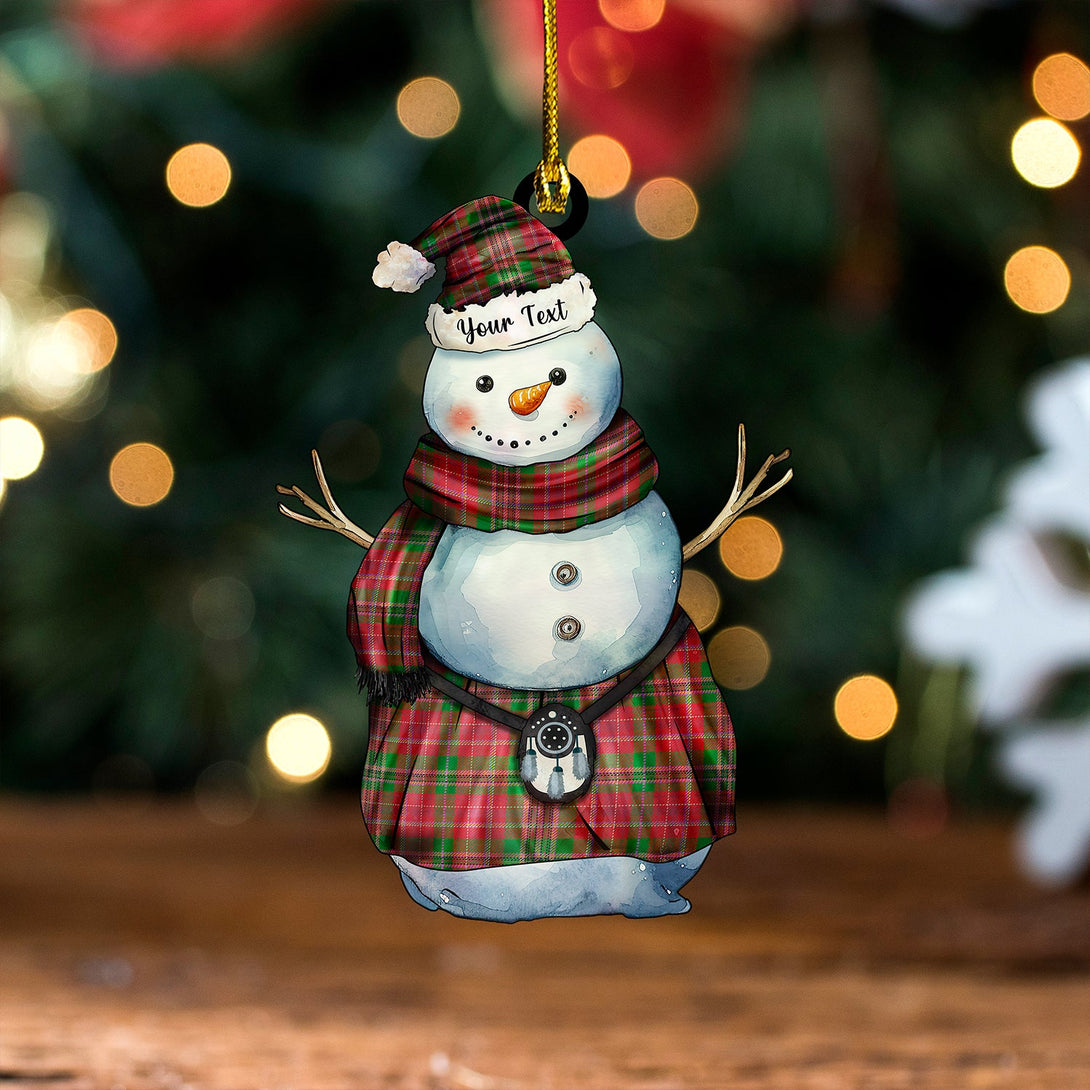 Beaverbrook Ancient Tartan Wood Acrylic Ornament Snowman Warrior Personalized