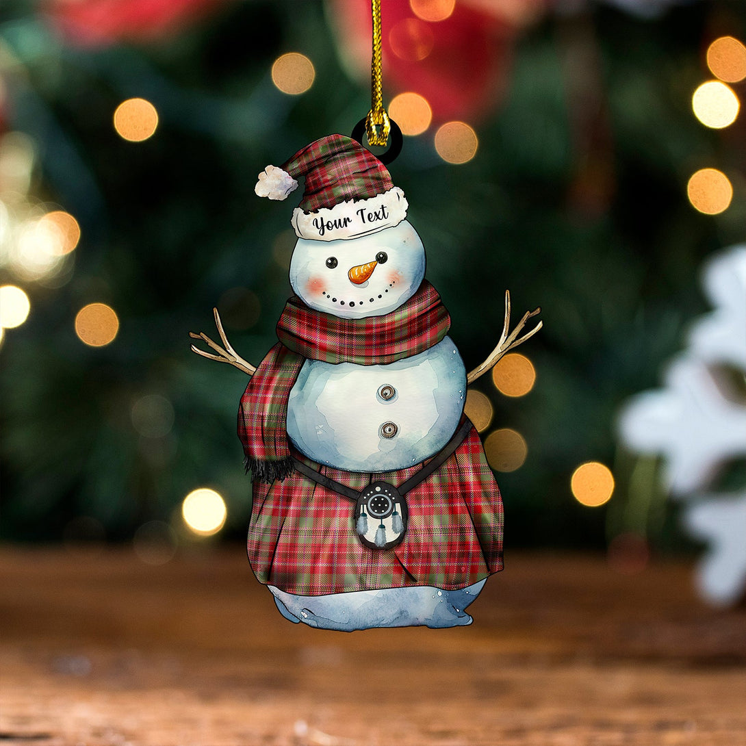 Beaverbrook Weathered Tartan Wood Acrylic Ornament Snowman Warrior Personalized