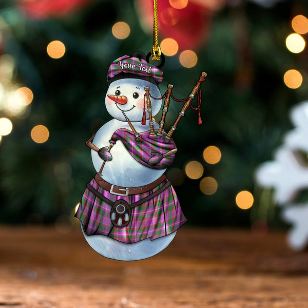 Belfrage (Belfarge) Ancient Tartan Wood Acrylic Ornament Snowman Bagpipe Personalized