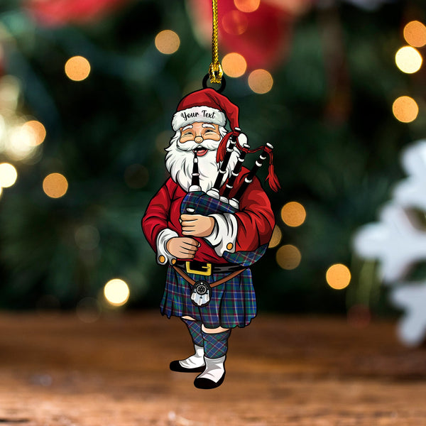 Belfrage (Belfarge) Modern Tartan Wood Acrylic Ornament Santa Personalized