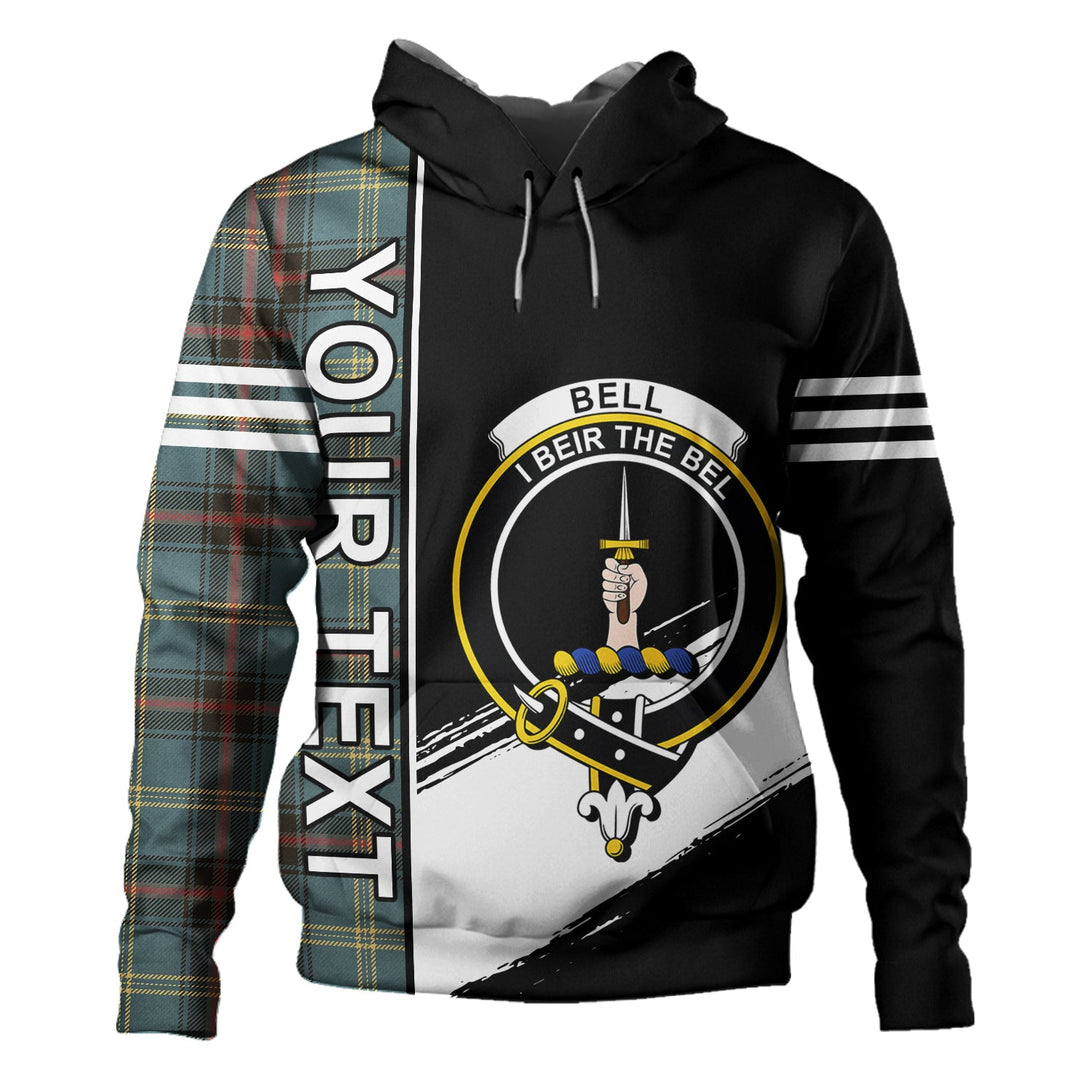 Bell of the Borders Weathered Clan Badge Tartan Hoodie Quarter Style Personalized