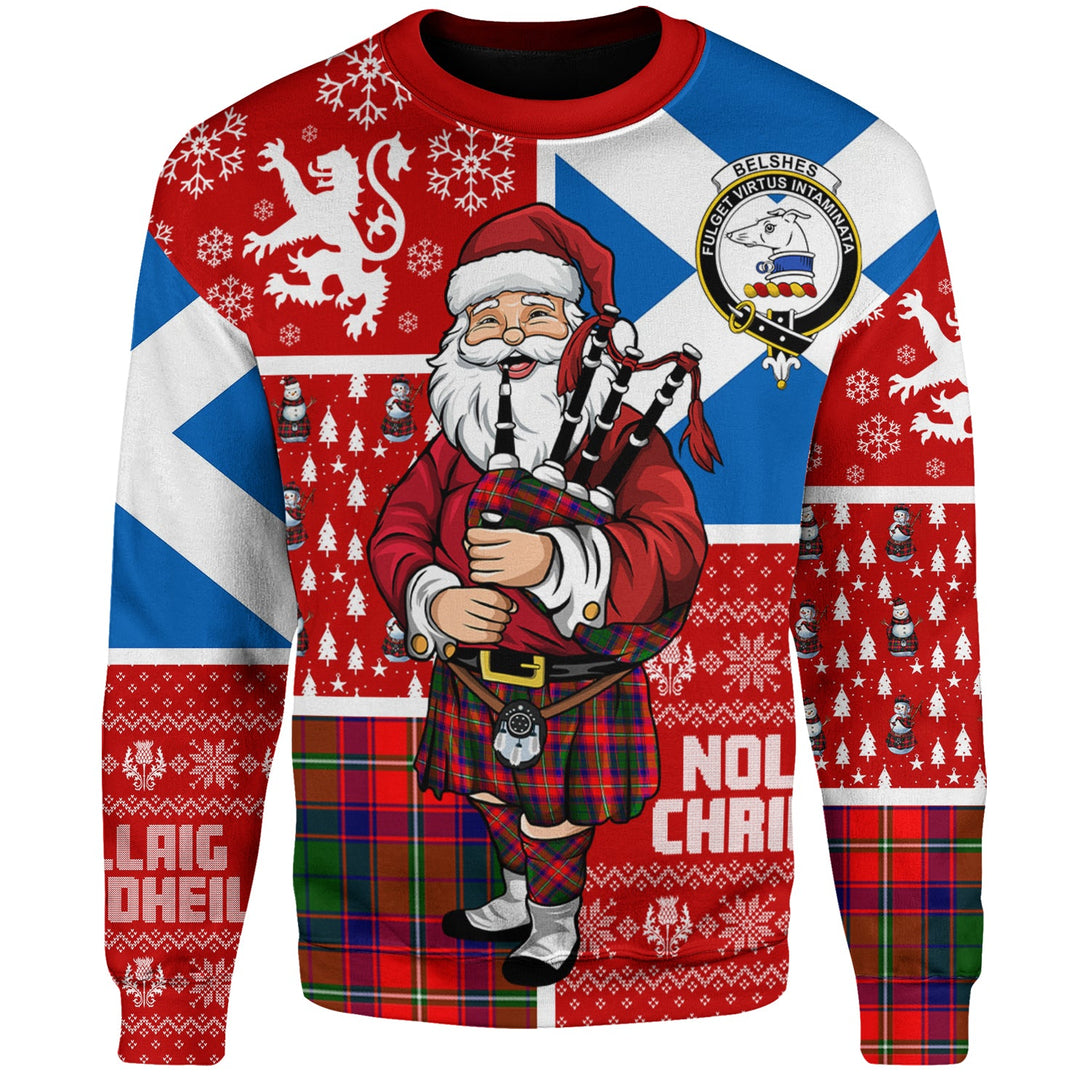 Belshes Clan Badge Tartan Sweatshirt Scotland Christmas Santa