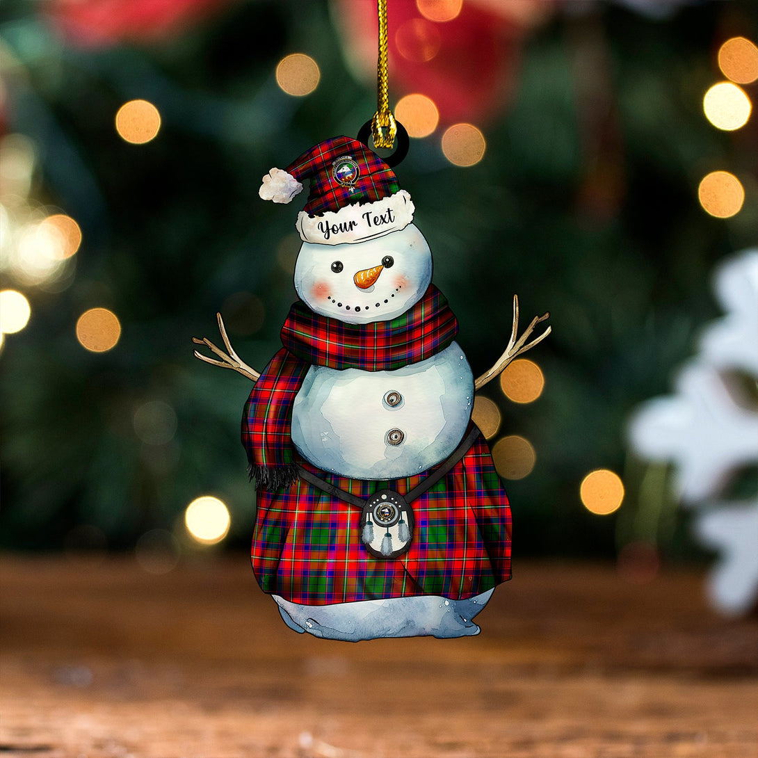 Belshes Clan Badge Tartan Wood Acrylic Ornament Snowman Warrior Personalized