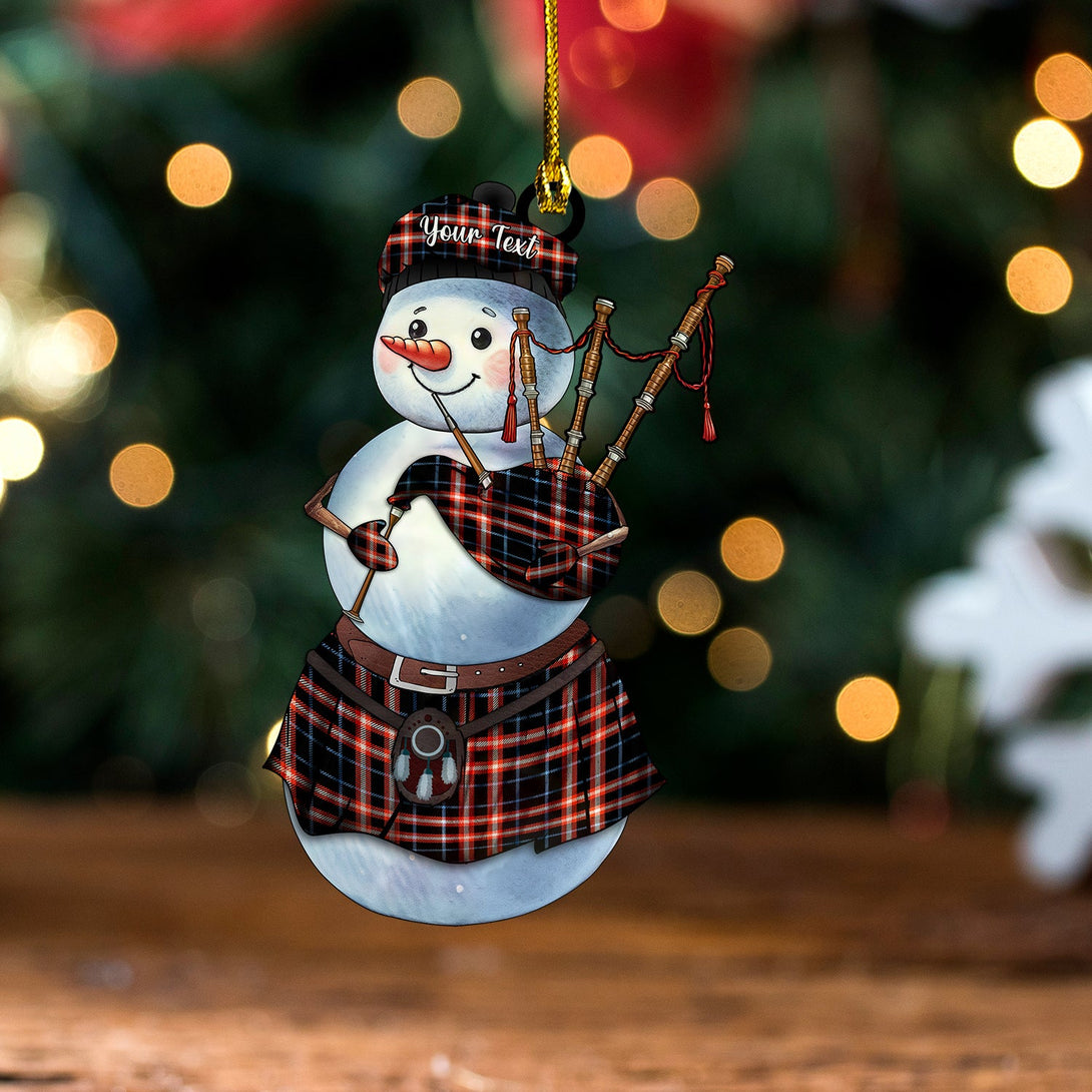 Benson Ancient Tartan Wood Acrylic Ornament Snowman Bagpipe Personalized