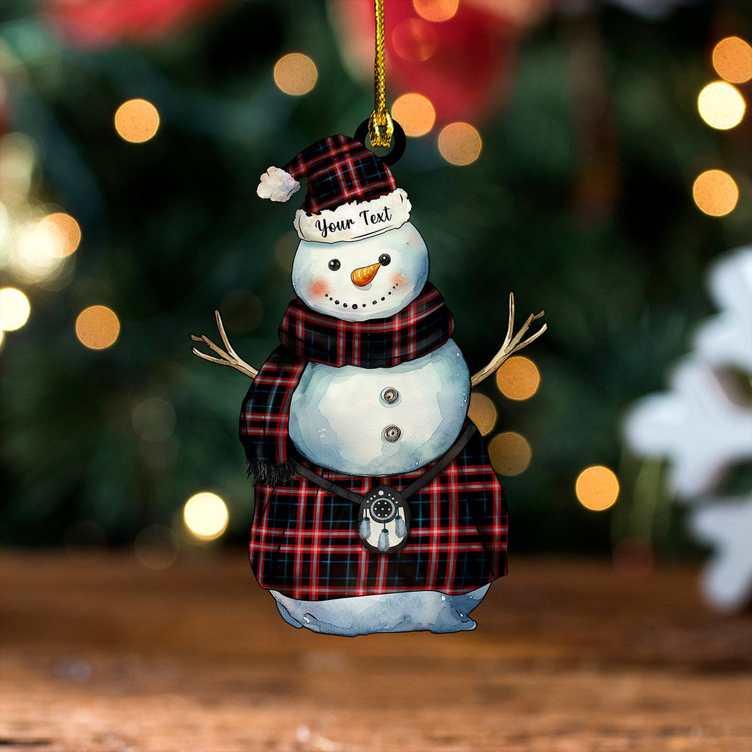 Benson Modern Tartan Wood Acrylic Ornament Snowman Warrior Personalized