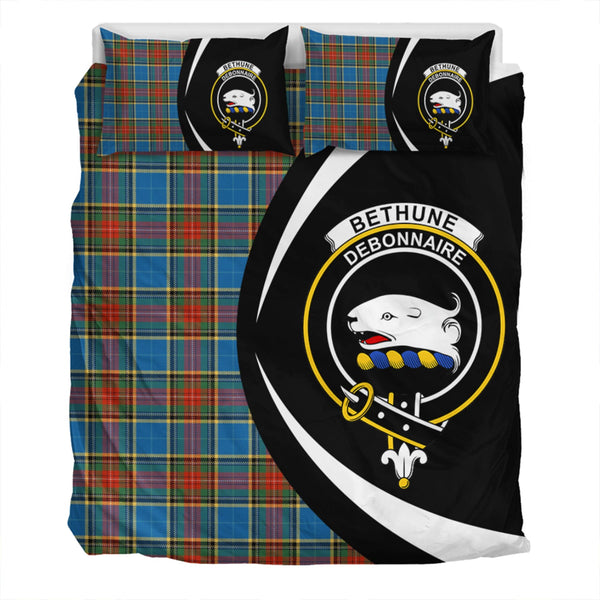 Bethune Ancient Clan Badge Tartan Bedding Set Circle Style