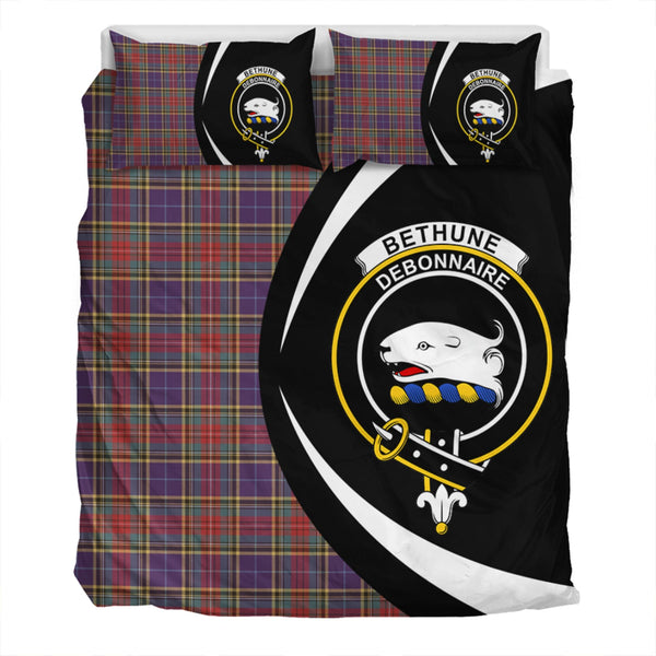 Bethune Weathered Clan Badge Tartan Bedding Set Circle Style