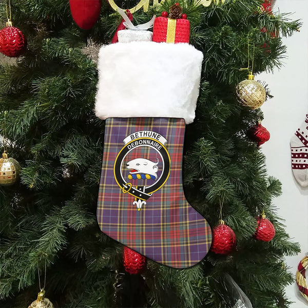 Bethune Weathered Clan Badge Tartan Christmas Stocking