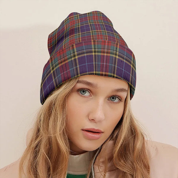 Bethune Weathered Clan Badge Tartan Knitted Beanie