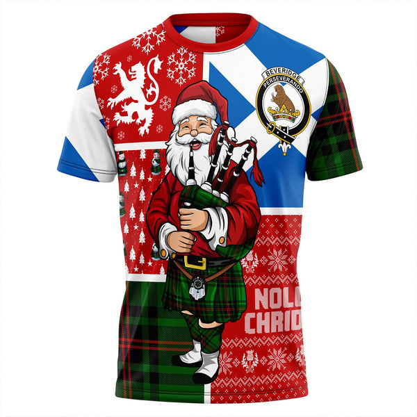 Beveridge Clan Badge Tartan T-Shirt Scotland Christmas Santa