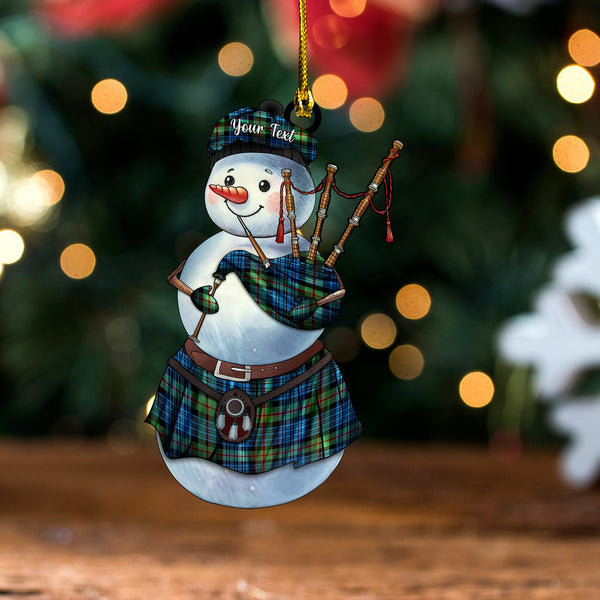 Bijral Ancient Tartan Wood Acrylic Ornament Snowman Bagpipe Personalized