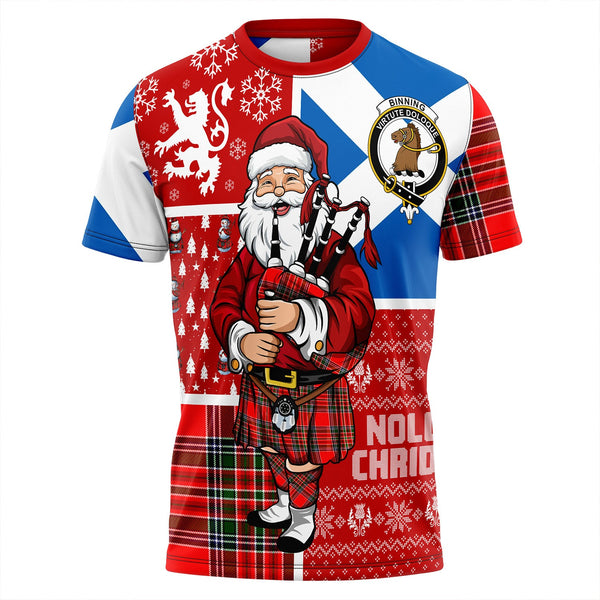 Binning Clan Badge Tartan T-Shirt Scotland Christmas Santa