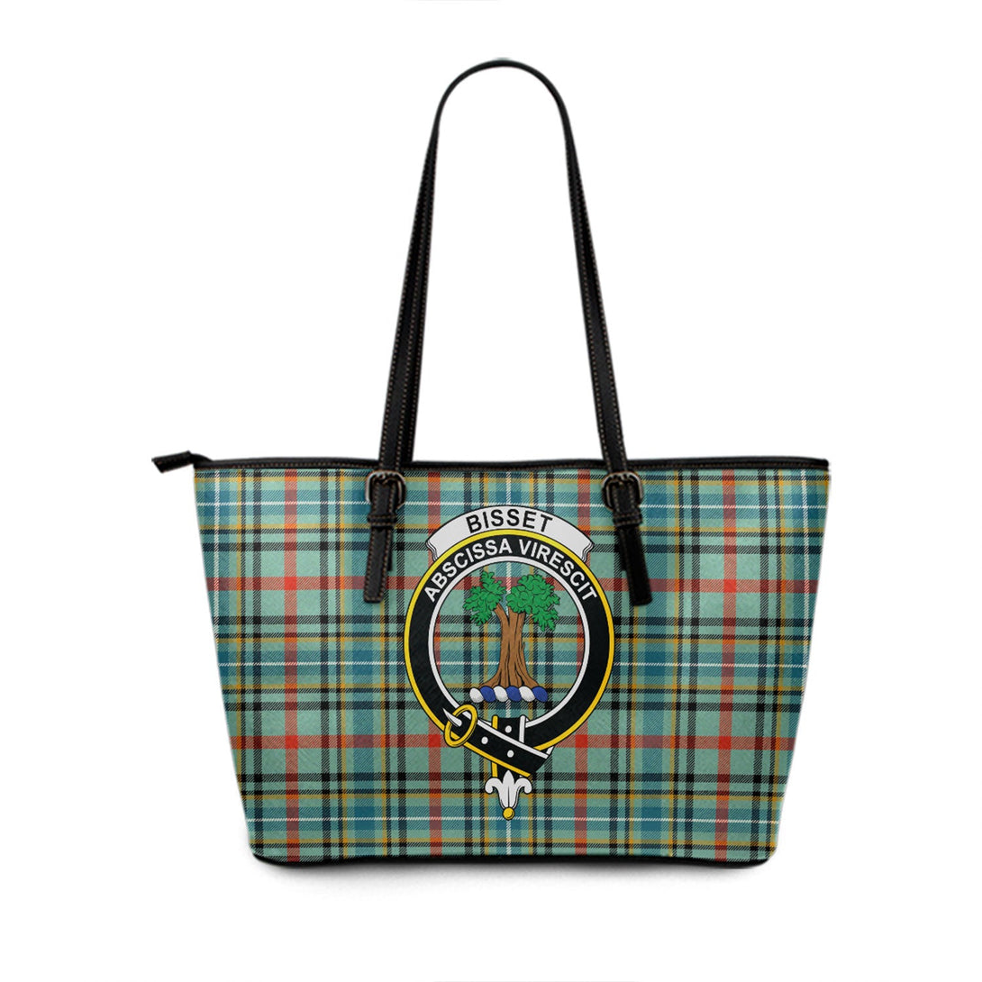 Bisset Ancient Clan Badge Tartan Leather Tote Bag