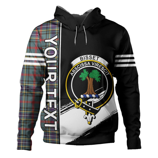 Bisset Weathered Clan Badge Tartan Hoodie Quarter Style Personalized