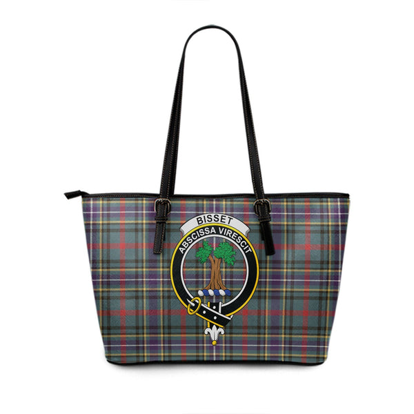 Bisset Weathered Clan Badge Tartan Leather Tote Bag