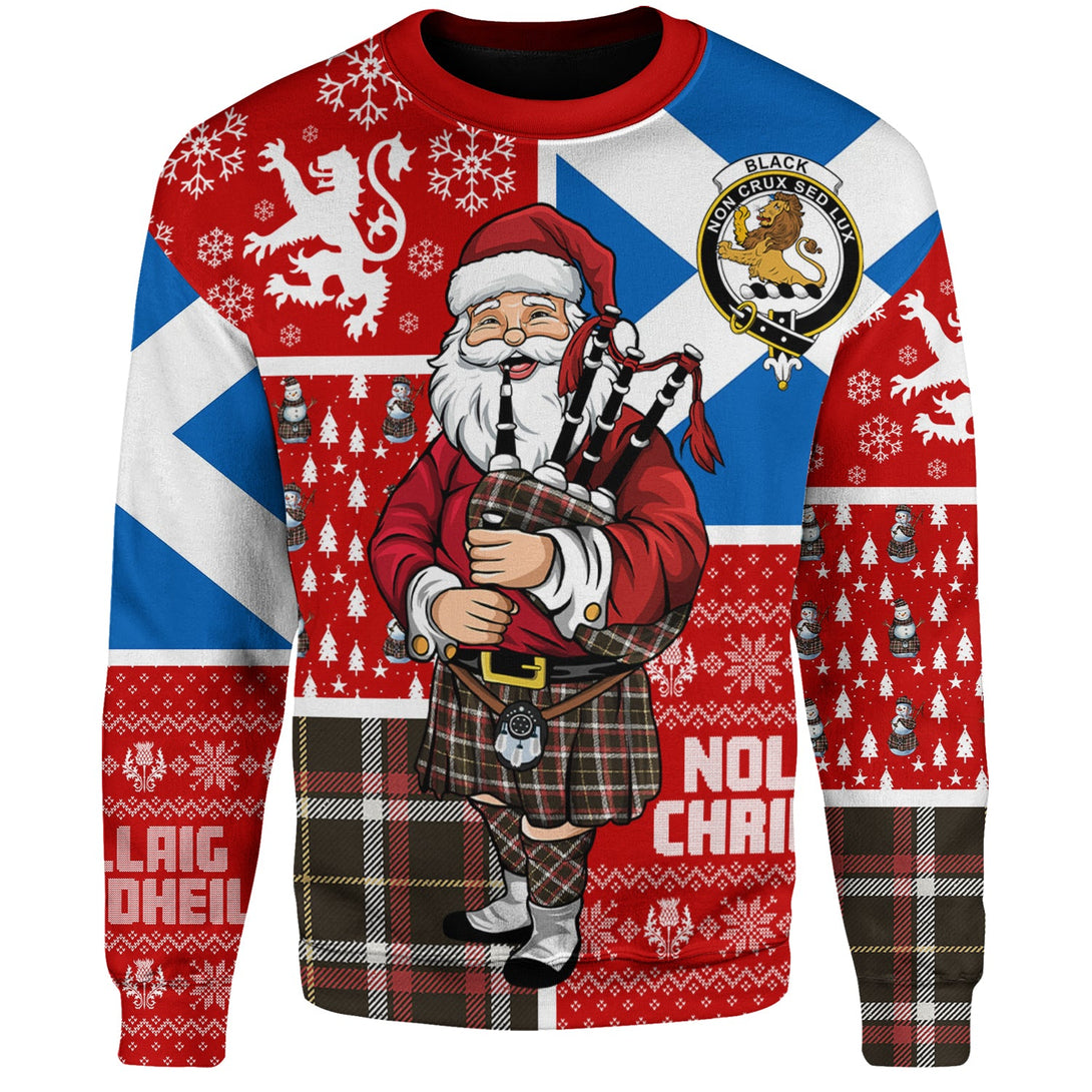 Black (DCD) Weathered Clan Badge Tartan Sweatshirt Scotland Christmas Santa