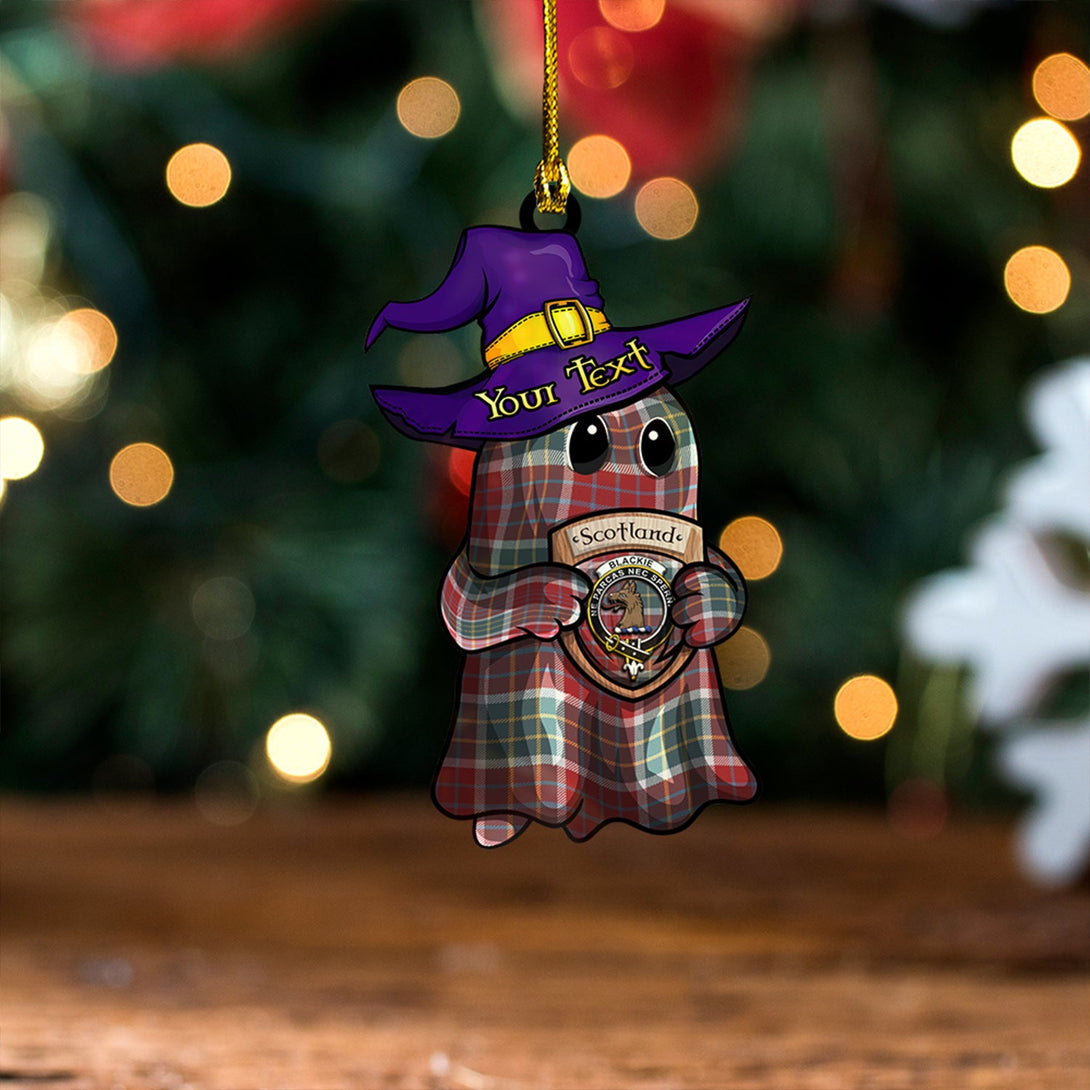 Blackie Weathered Clan Badge Tartan Wood Acrylic Ornament Halloween Ghost