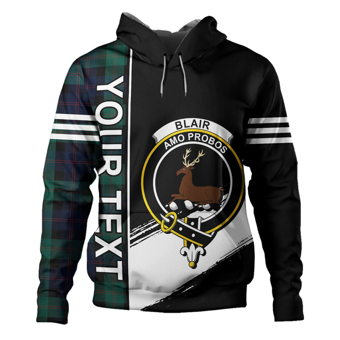 Blair Modern Clan Badge Tartan Hoodie Quarter Style Personalized