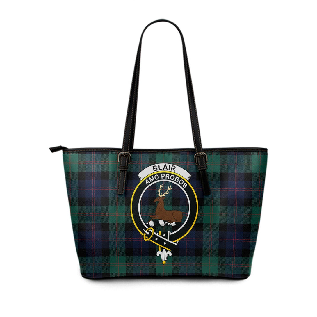 Blair Modern Clan Badge Tartan Leather Tote Bag