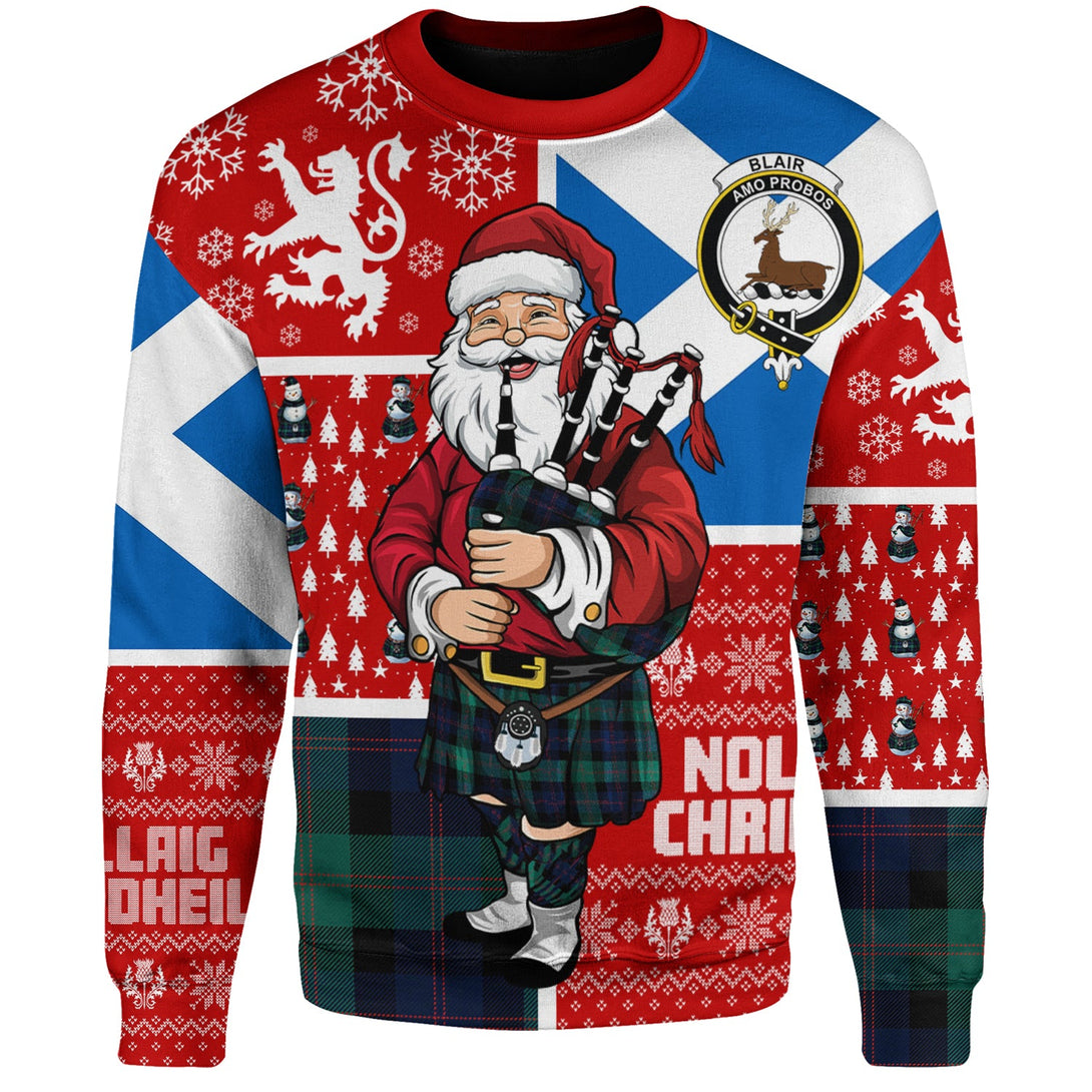 Blair Modern Clan Badge Tartan Sweatshirt Scotland Christmas Santa