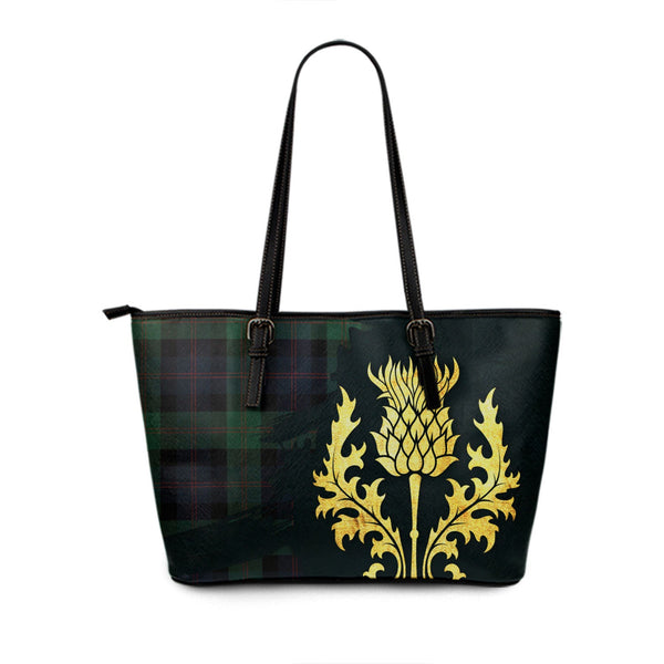 Blair Modern Tartan Leather Tote Bag Thistle Oldest Style