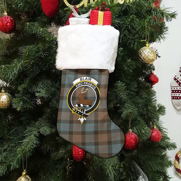 Blair Weathered Clan Badge Tartan Christmas Stocking