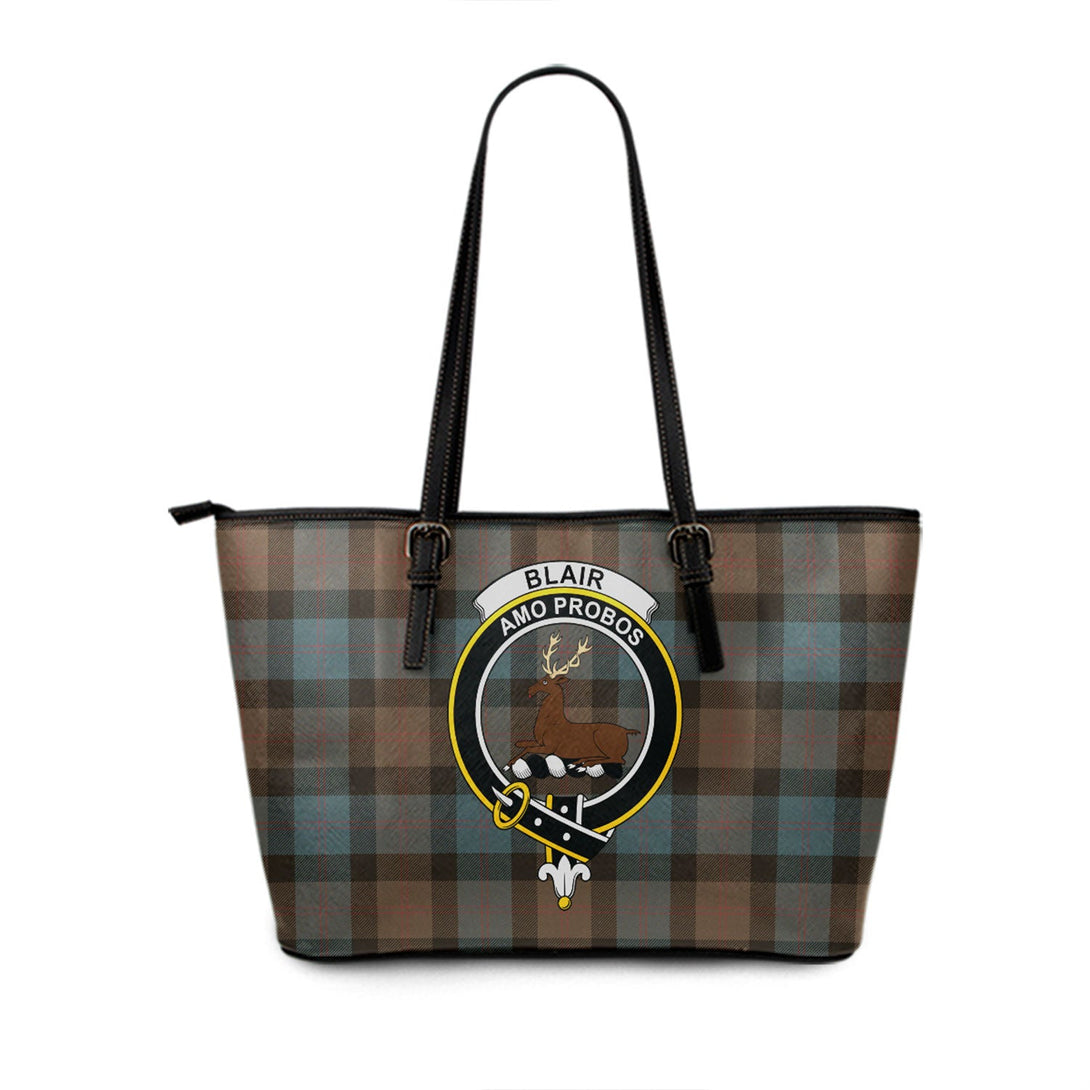 Blair Weathered Clan Badge Tartan Leather Tote Bag