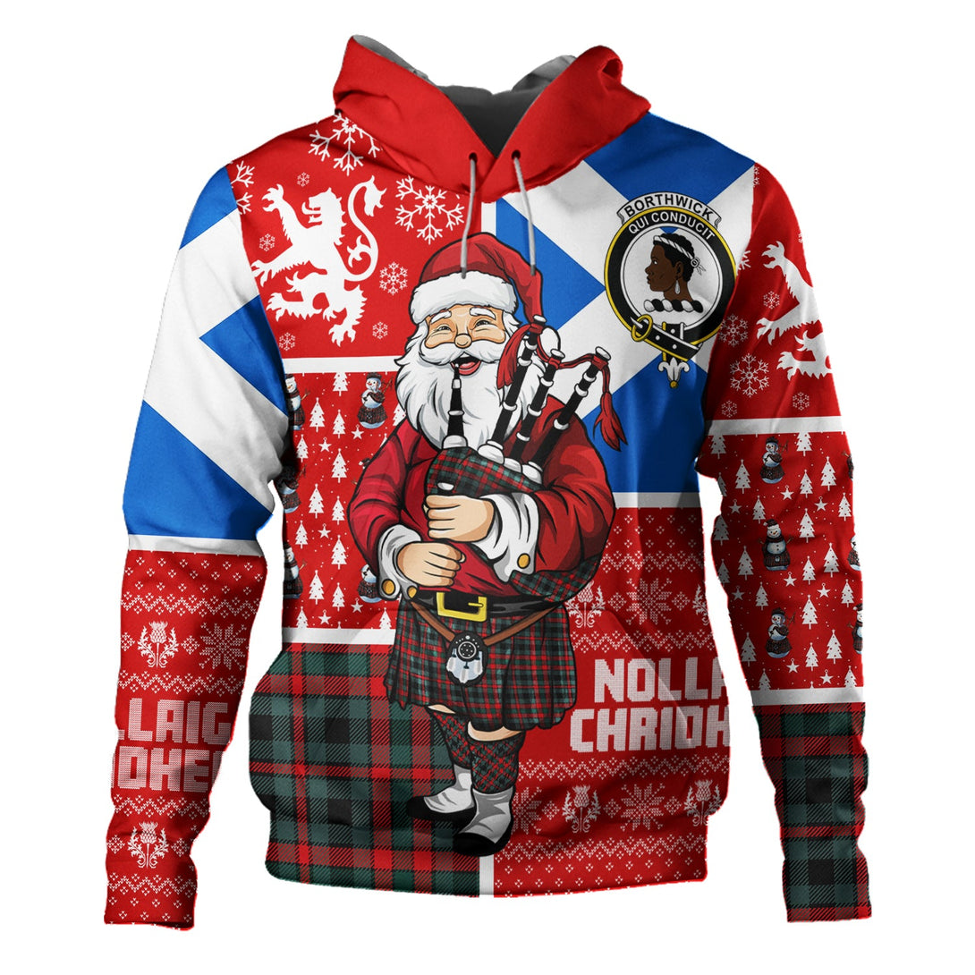 Borthwick Modern Clan Badge Tartan Hoodie Scotland Christmas Santa