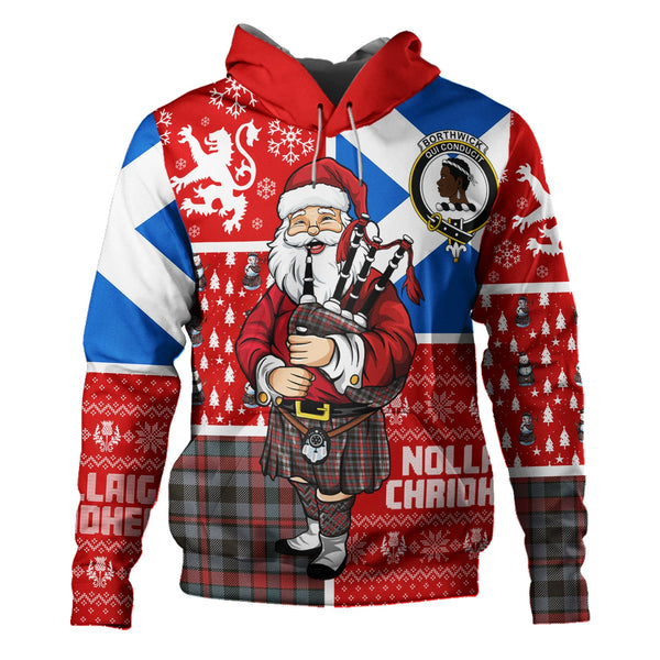 Borthwick Weathered Clan Badge Tartan Hoodie Scotland Christmas Santa