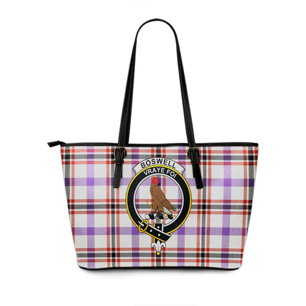 Boswell Dress Ancient Clan Badge Tartan Leather Tote Bag