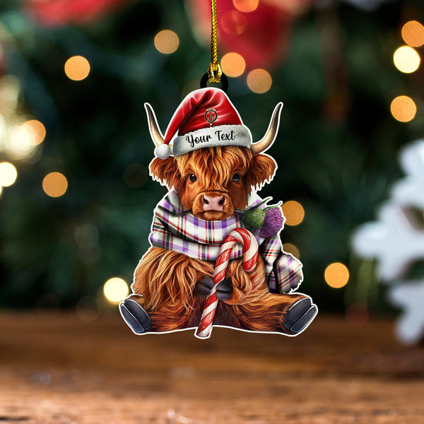 Boswell Dress Ancient Clan Badge Tartan Wood Acrylic Ornament Highland Cow And Thistle Personalized