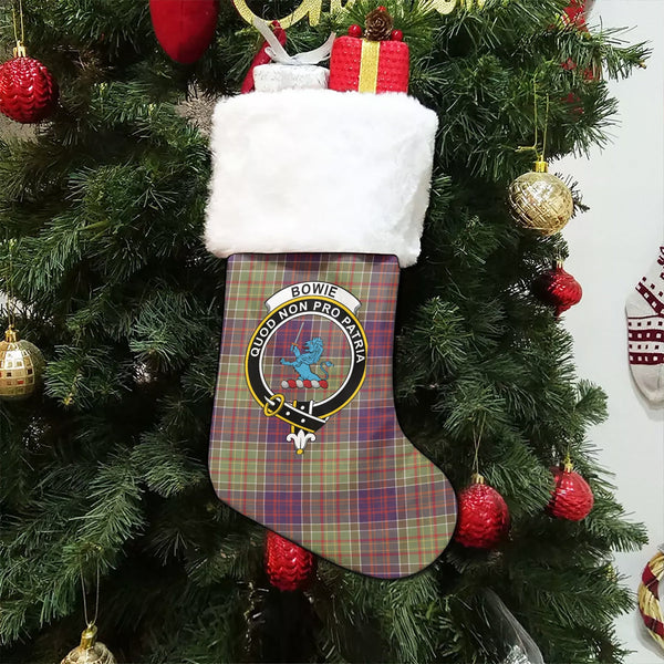 Bowie Weathered Clan Badge Tartan Christmas Stocking