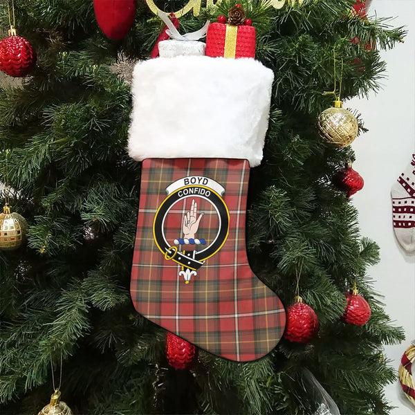 Boyd Weathered Clan Badge Tartan Christmas Stocking