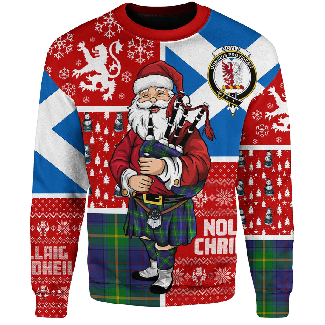 Boyle Clan Badge Tartan Sweatshirt Scotland Christmas Santa