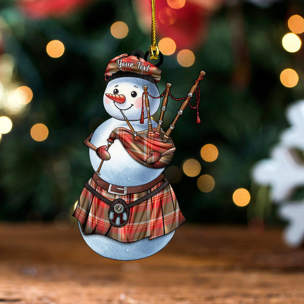 Brisbane Weathered Clan Badge Tartan Wood Acrylic Ornament Snowman Bagpipe Personalized