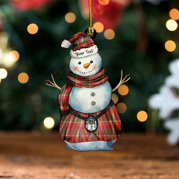 Brisbane Weathered Clan Badge Tartan Wood Acrylic Ornament Snowman Warrior Personalized