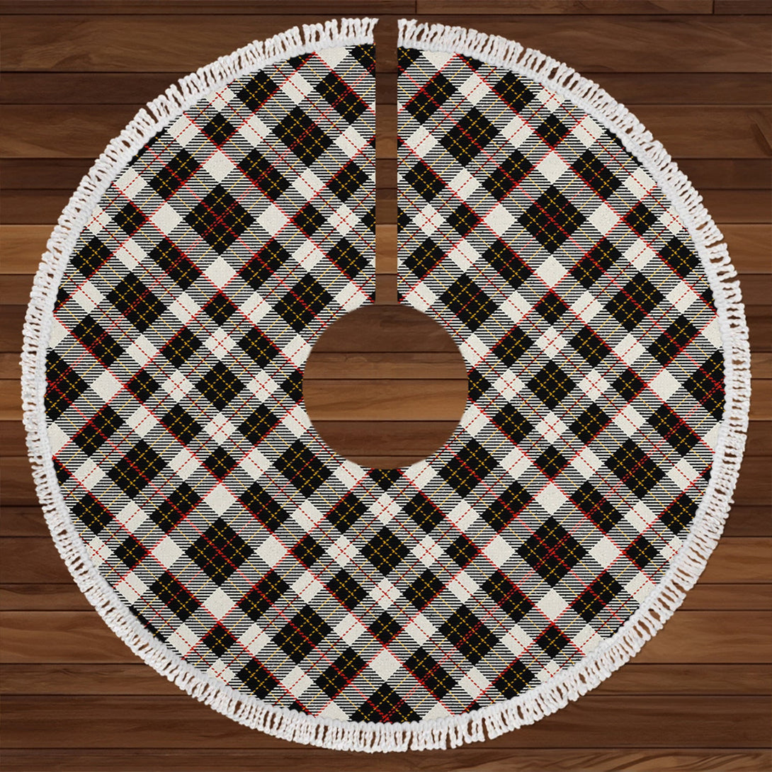 Brodie Black & White Clan Badge Tartan Christmas Tree Skirt