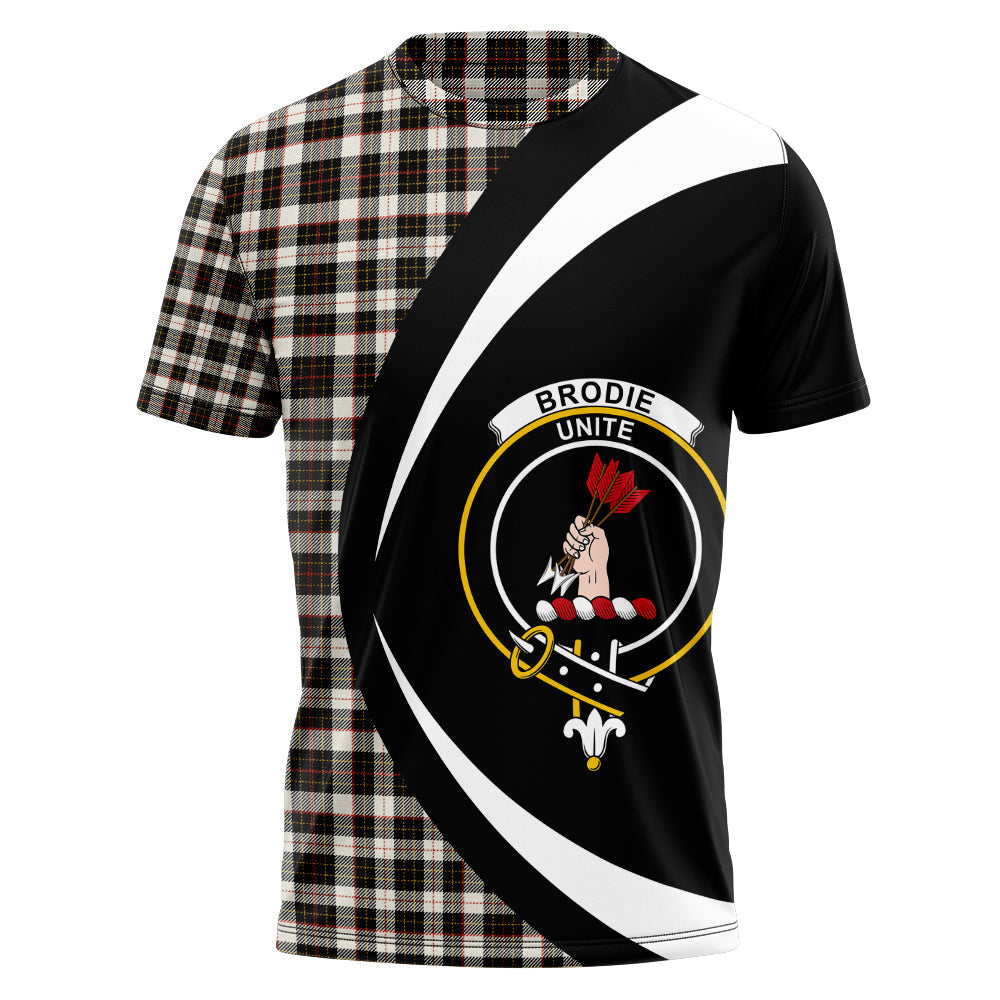 Brodie Black & White Clan Badge Tartan T-Shirt Circle Style Personalized