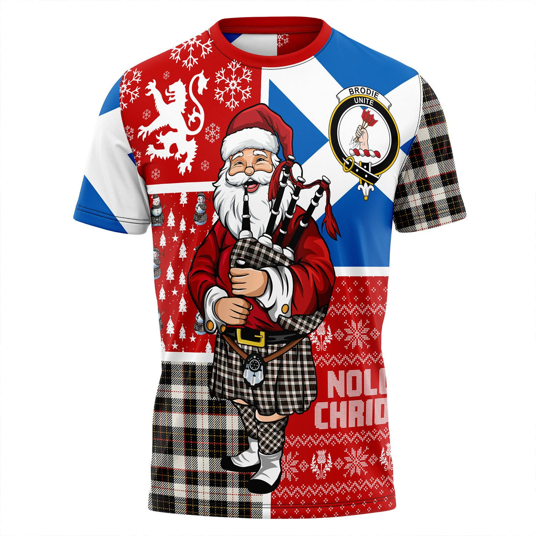 Brodie Black & White Clan Badge Tartan T-Shirt Scotland Christmas Santa