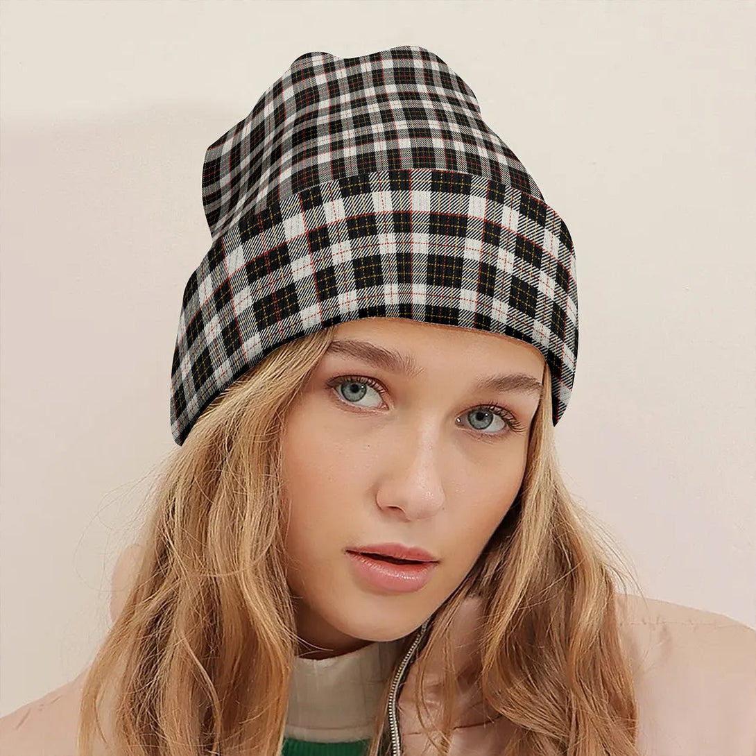 Brodie Black - White Tartan Knitted Beanie