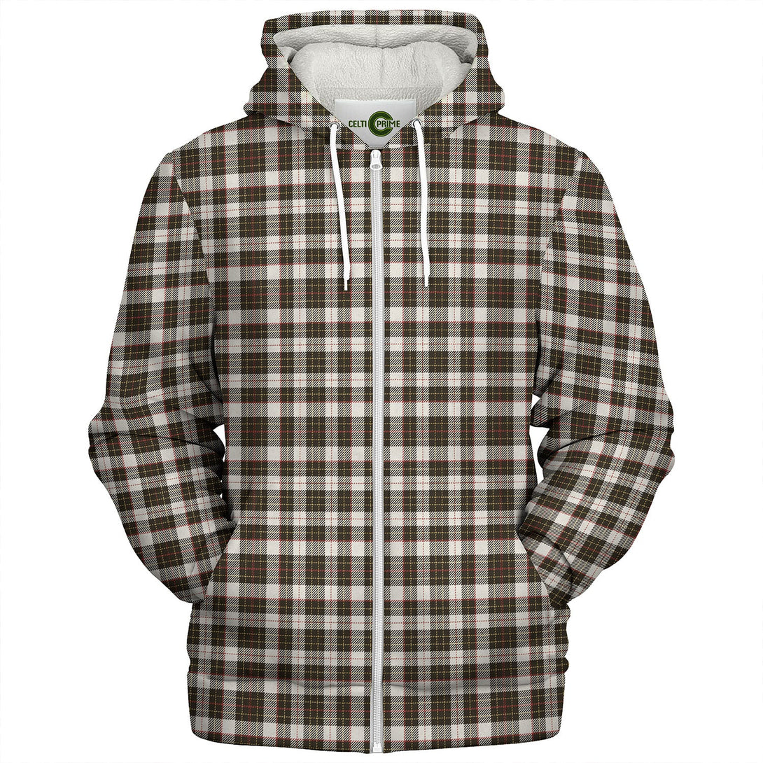 Brodie Black - White Weathered Tartan Sherpa Hoodie